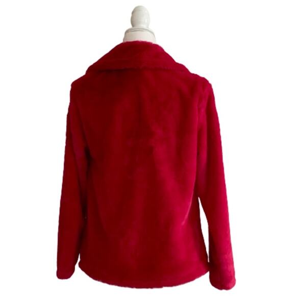 Melissa Paige Coat Faux Fur Red Soft Warm Holiday Teddy Jacket Size Small - Picture 5 of 12